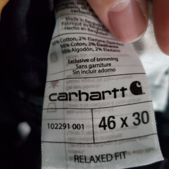 Carhartt Pants Mens 46 Black Relaxed Fit Durable Cotton Blend Workwear *Read* - Picture 4 of 13